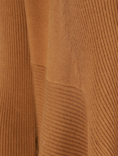 Gilet long uni côtelé - Camel - 3