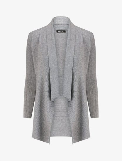 Gilet long uni côtelé - Gris - 4