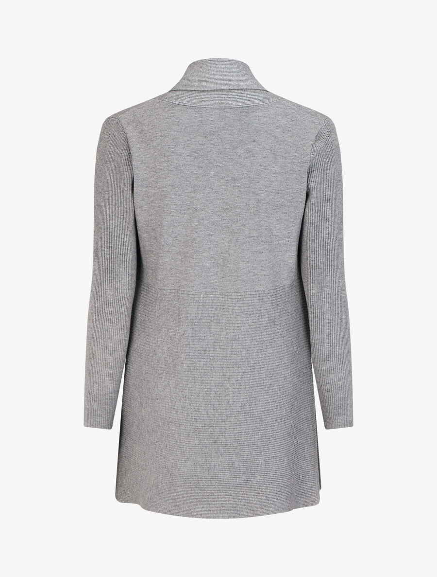 Gilet long uni côtelé - Gris - 2