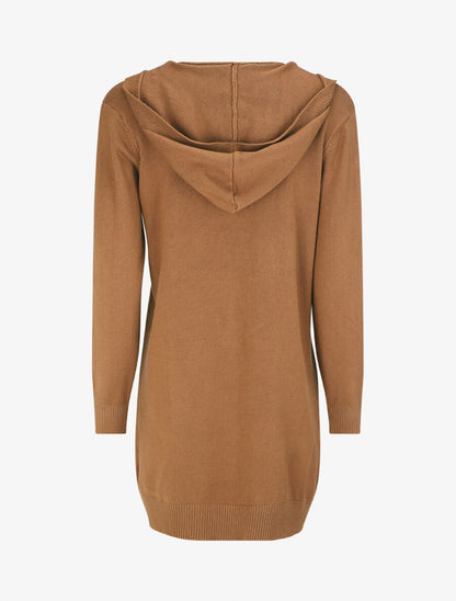 Gilet long à capuche - Camel - 2