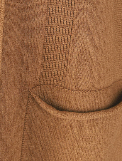 Gilet long à capuche - Camel - 3