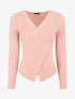 Pull côtelé moulant col cache-coeur - Rose - 6