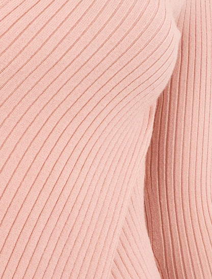 Pull côtelé moulant col cache-coeur - Rose - 3
