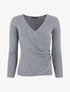 Pull côtelé col cache-coeur et boutons - Gris - 1