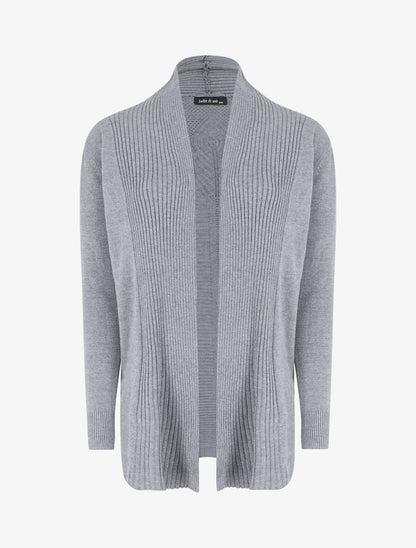 Gilet long en maille - Gris - 1