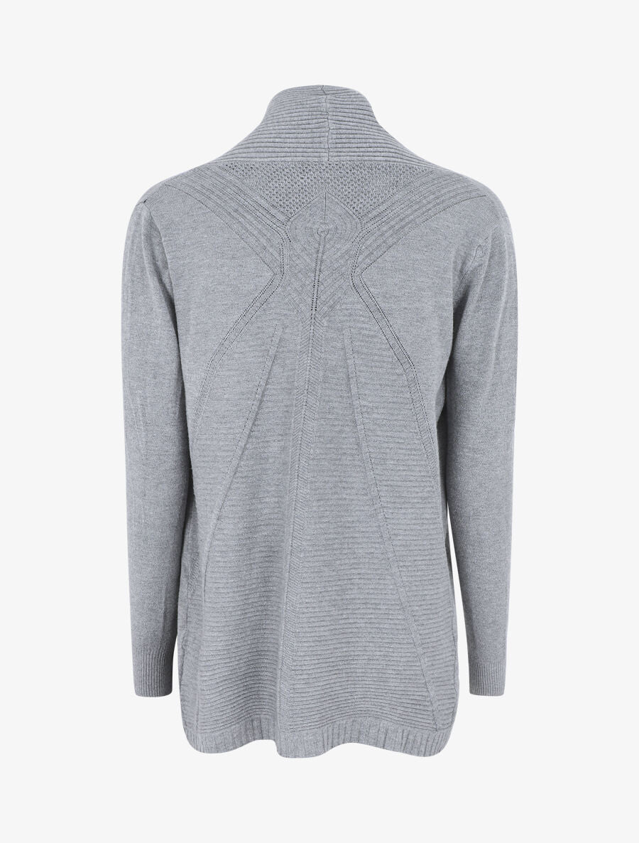 Gilet long en maille - Gris - 2