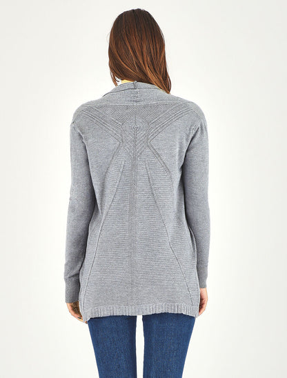 Gilet long en maille - Gris - 5
