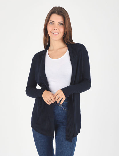 Gilet long en maille - Marine - 4