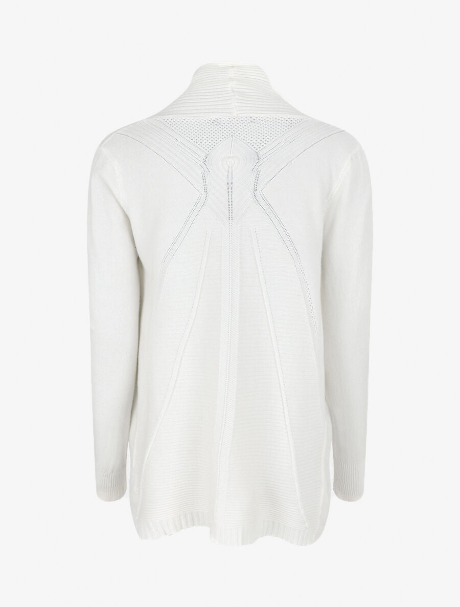 Gilet long en maille - Blanc - 2