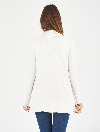 Gilet long en maille - Blanc - 5