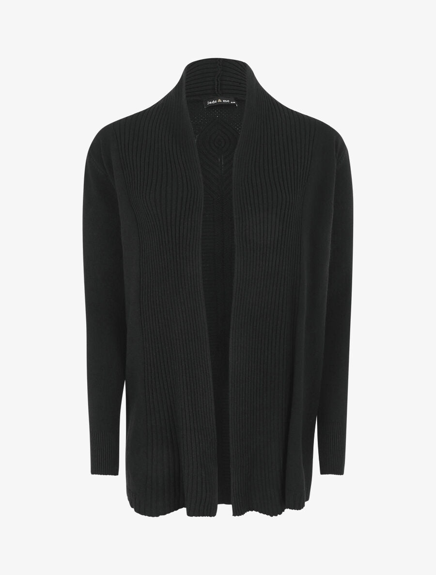 Gilet long en maille - Noir - 1