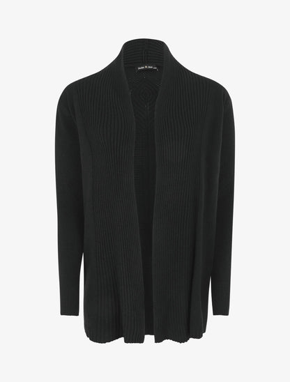 Gilet long en maille - Noir - 1