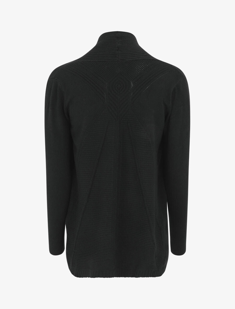 Gilet long en maille - Noir - 2