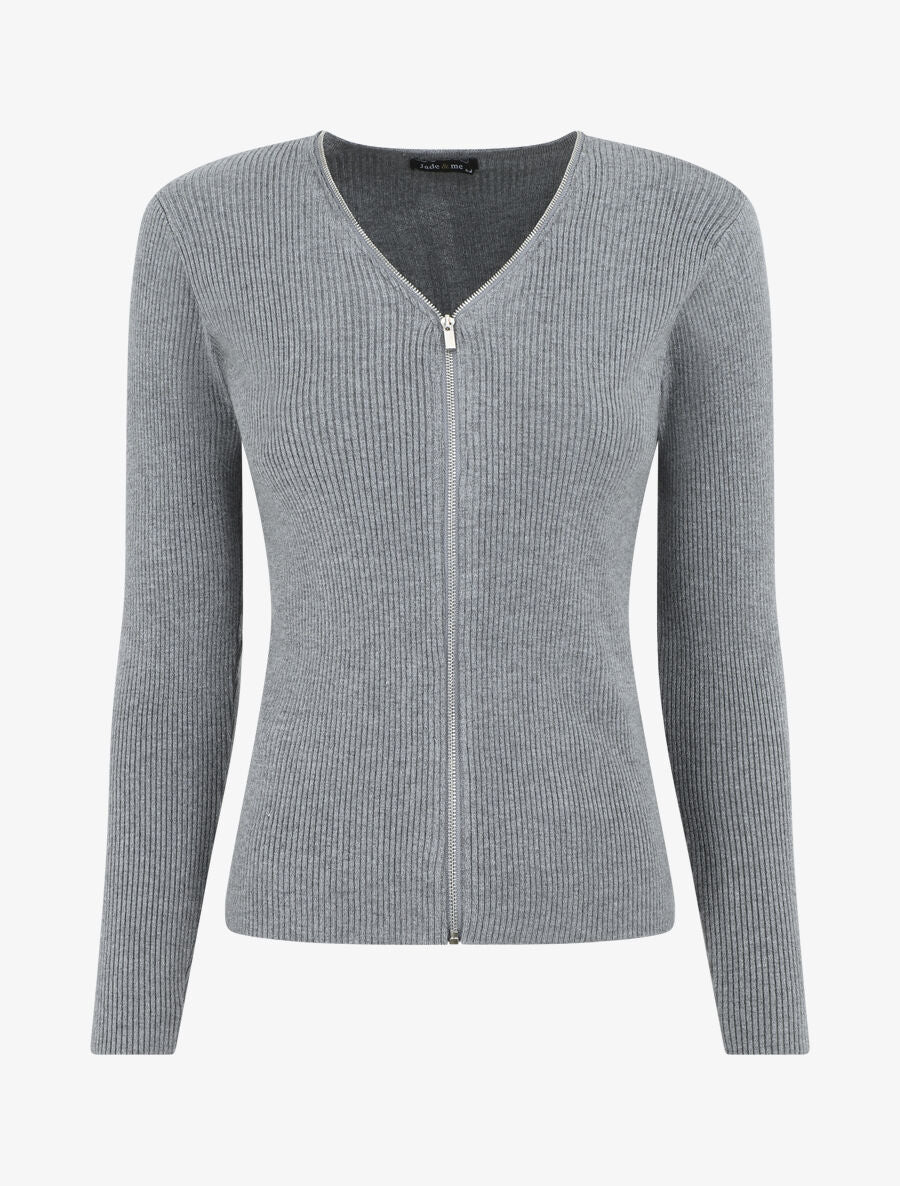 Gilet côtélé zippé - Gris - 6