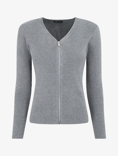 Gilet côtélé zippé - Gris - 6