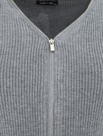 Gilet côtélé zippé - Gris - 3