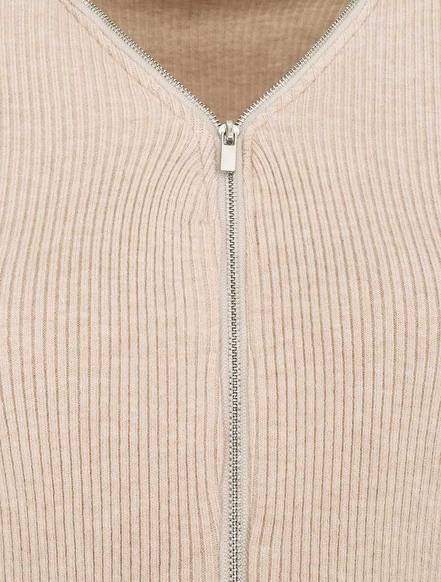 Gilet côtélé zippé - Beige - 3