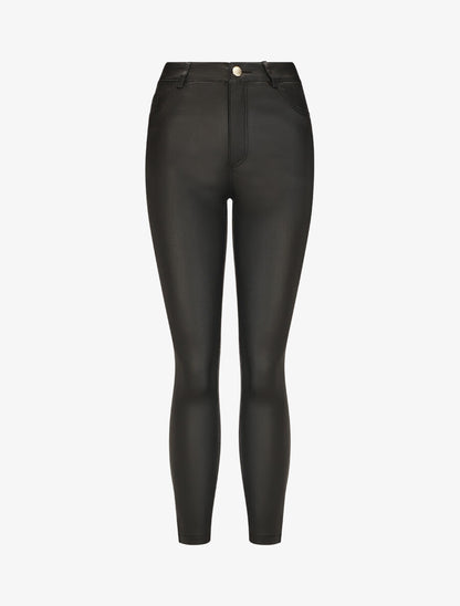Pantalon slim effet ciré - Noir - 6