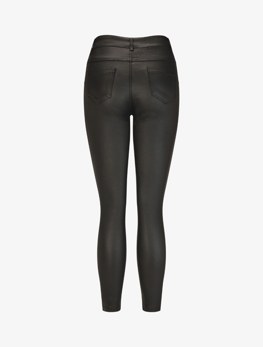 Pantalon slim effet ciré - Noir - 2