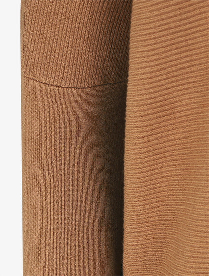 Pull oversize uni côtelé - Camel - 3