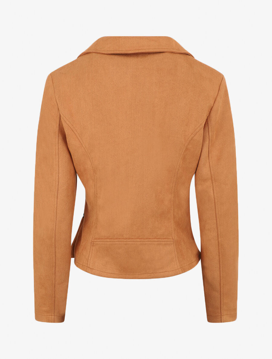 Veste style perfecto en suédine - Camel - 2