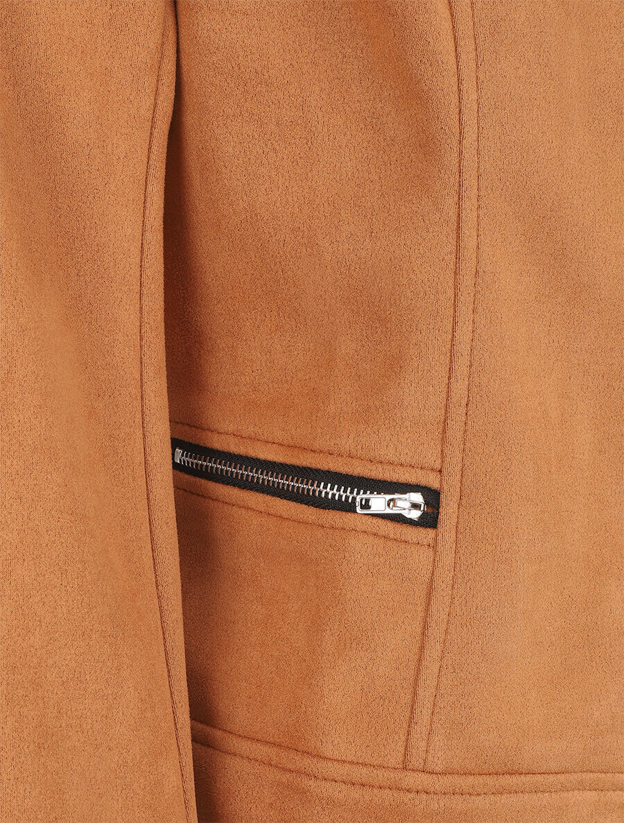 Veste style perfecto en suédine - Camel - 3