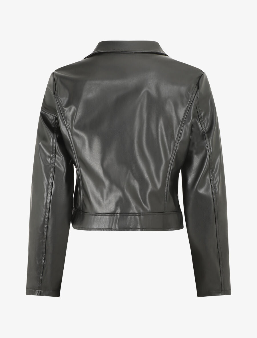 Veste en simili à double zips - Noir - 2