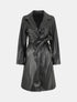 Veste longue en simili coupe droite - Noir - 1