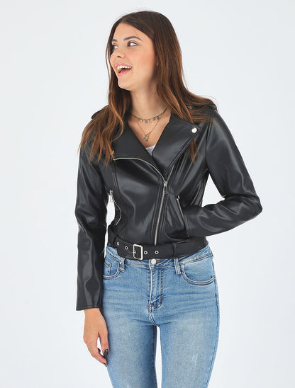 Perfecto droit en simili - Noir - 5