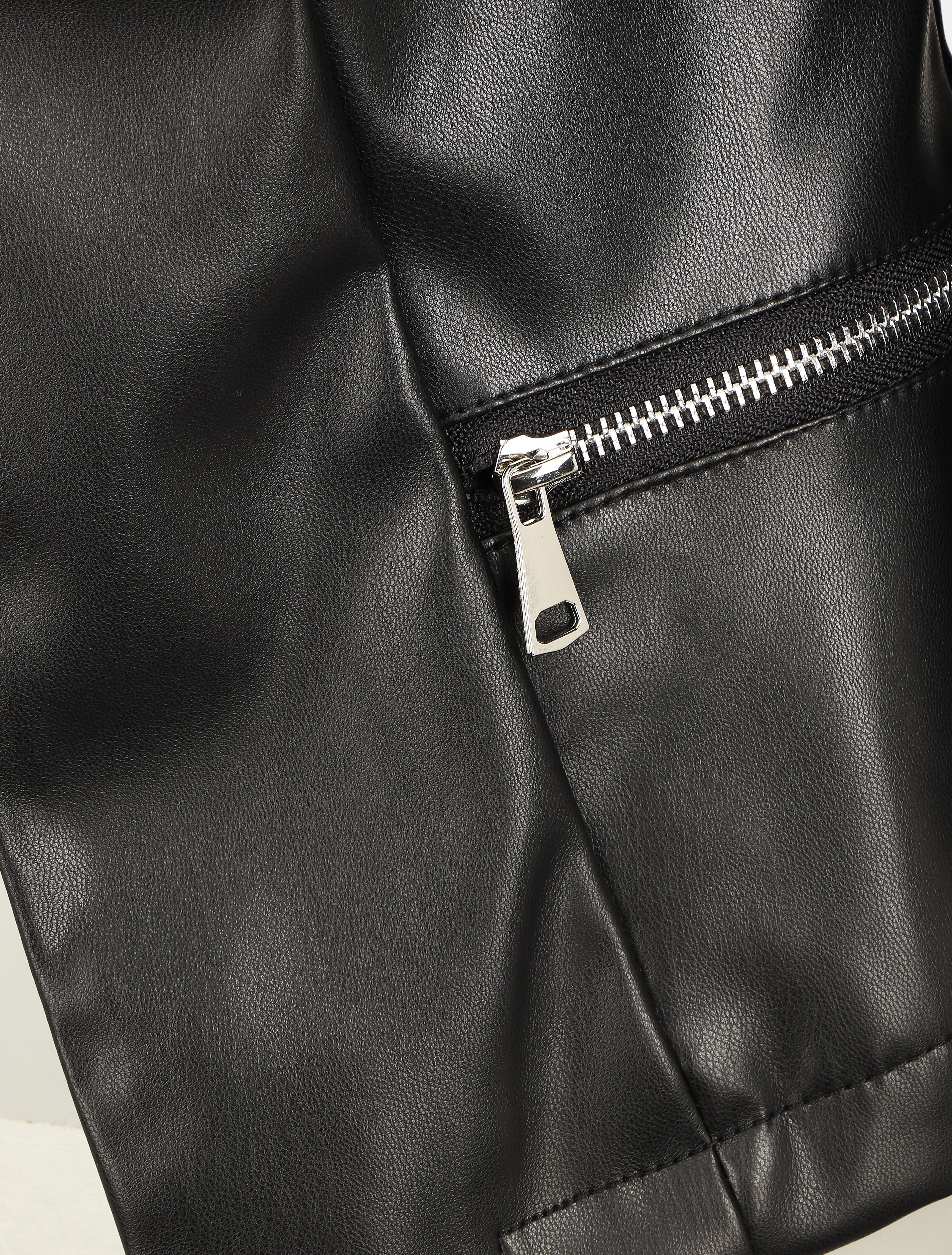 Veste courte en simili - Noir - 3