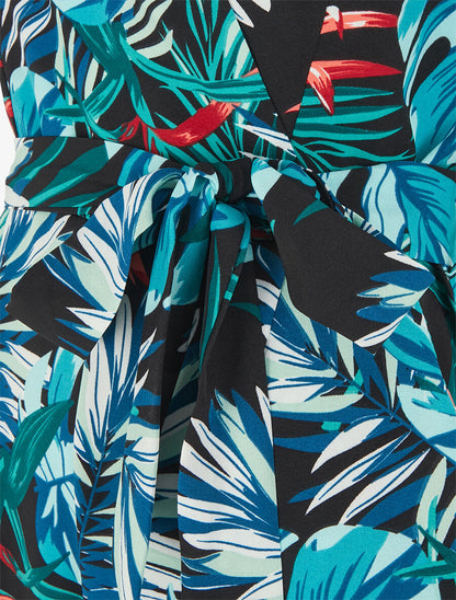 Combinaison fluide à imprimé tropical - Marine - 3