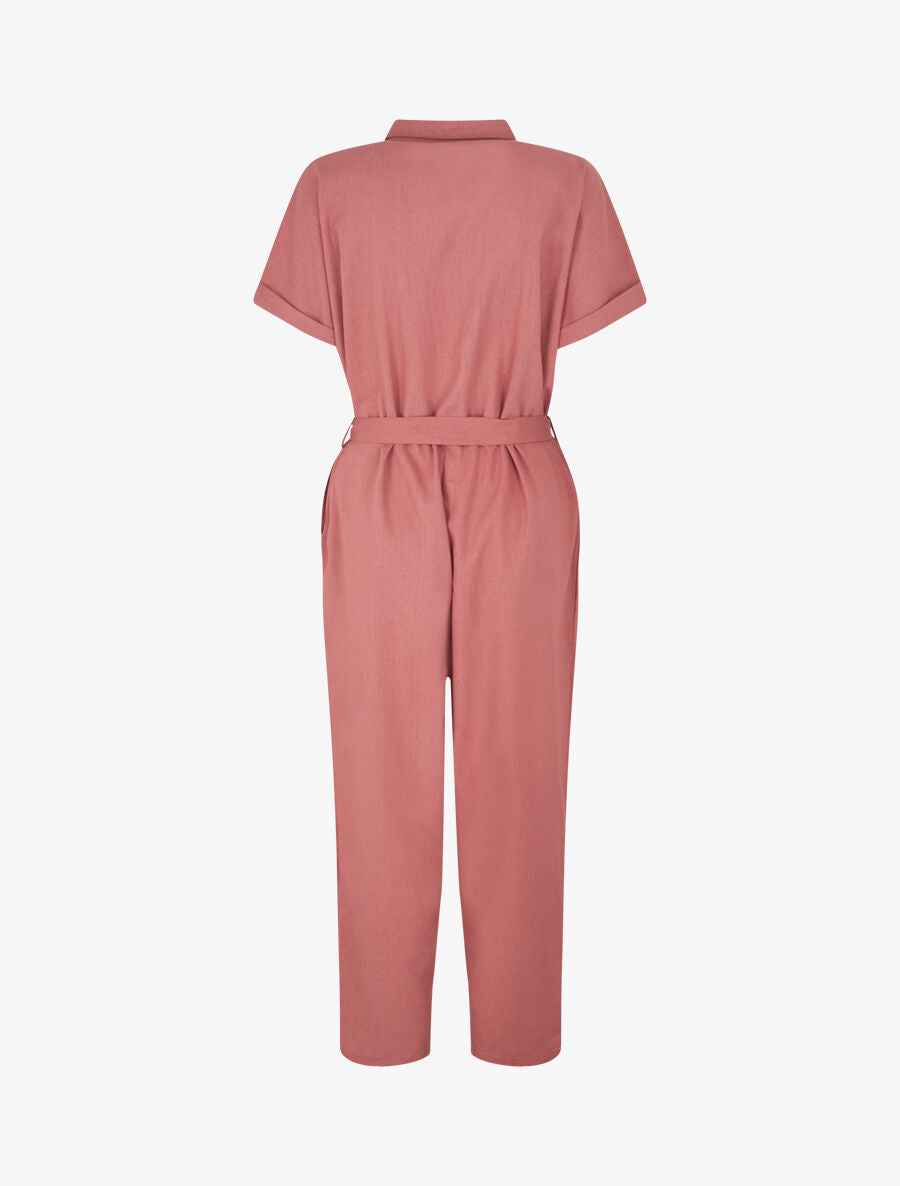 Combinaison unie boutonnée - Vieux rose - 2