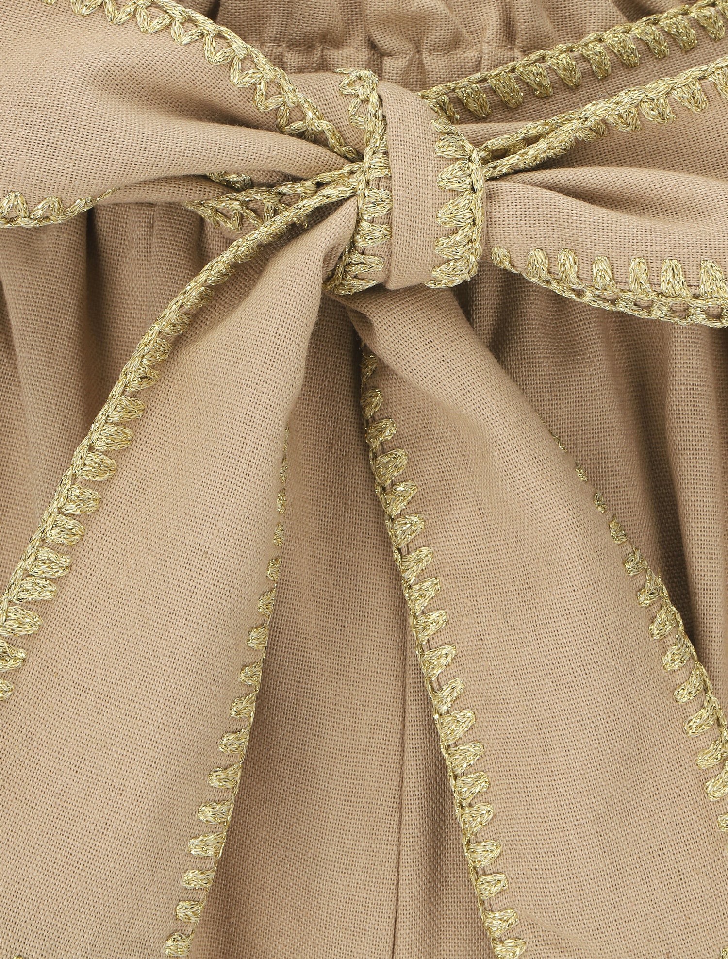 Pantalon élastiqué effet lin à ceinture stylisé - Beige - 3