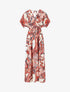 Robe longue manches courtes imprimé cachemire - Rouge - 1