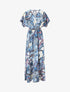 Robe longue manches courtes imprimé cachemire - Bleu - 5