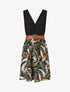 Robe mi-longue sans manches imprimé tropical - Noir - 1