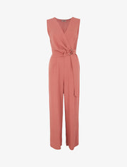 Combinaison fluide unie sans manches - Rose - 1