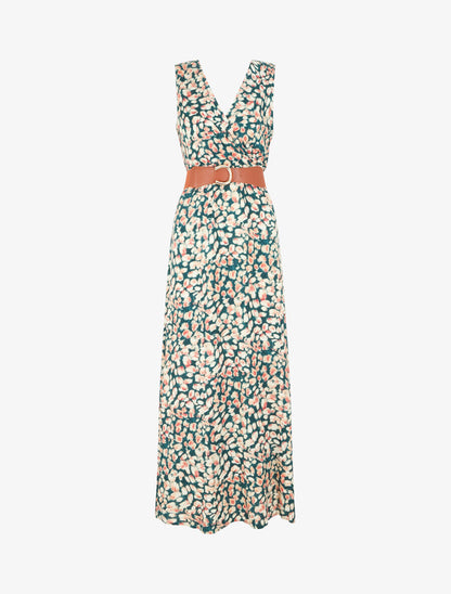 Robe empire imprimé graphique - Vert - 8