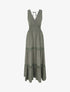 Robe longue élastiquée et liens à nouer - Kaki - 1