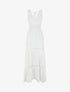 Robe longue élastiquée et liens à nouer - Blanc - 4