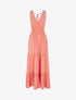 Robe longue élastiquée et liens à nouer - Corail - 4