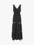 Robe longue unie ajourée - Noir - 1