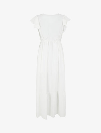 Robe longue évasée unie - Blanc - 2