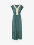 Robe longue évasée unie - Vert foncé - 4