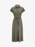Robe chemise longue évasée et unie - Kaki - 5