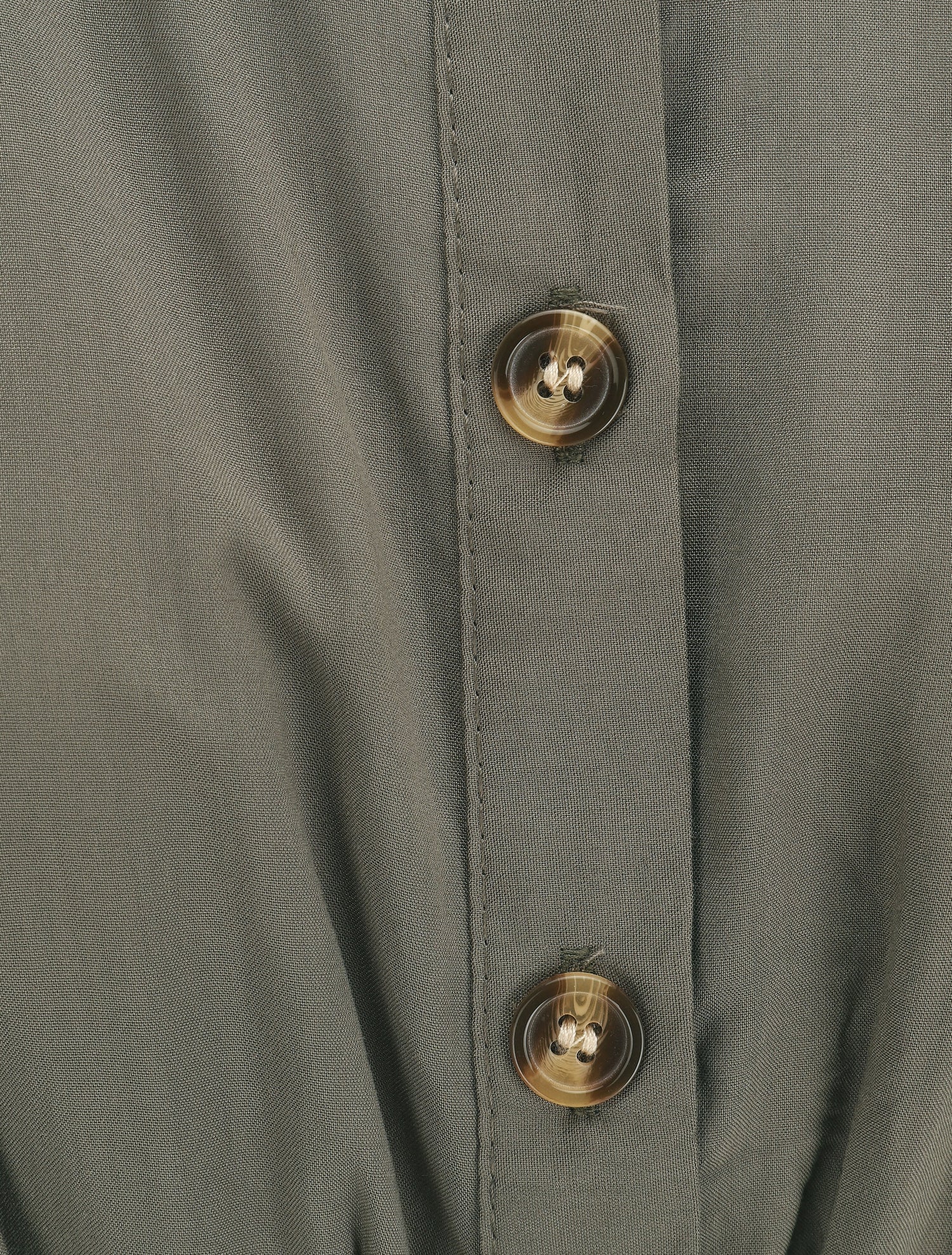 Robe chemise longue évasée et unie - Kaki - 3