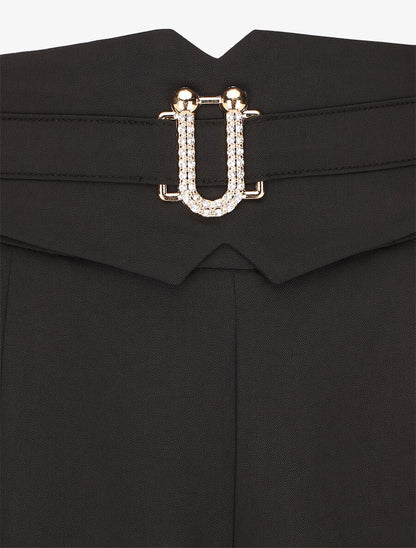 Pantalon ample taille haute à boucle fantaisie - Noir - 3