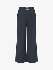 Pantalon ample taille haute à boucle style maillon - Marine - 5