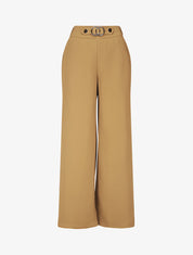 Pantalon ample taille haute à boucle - Camel - 4
