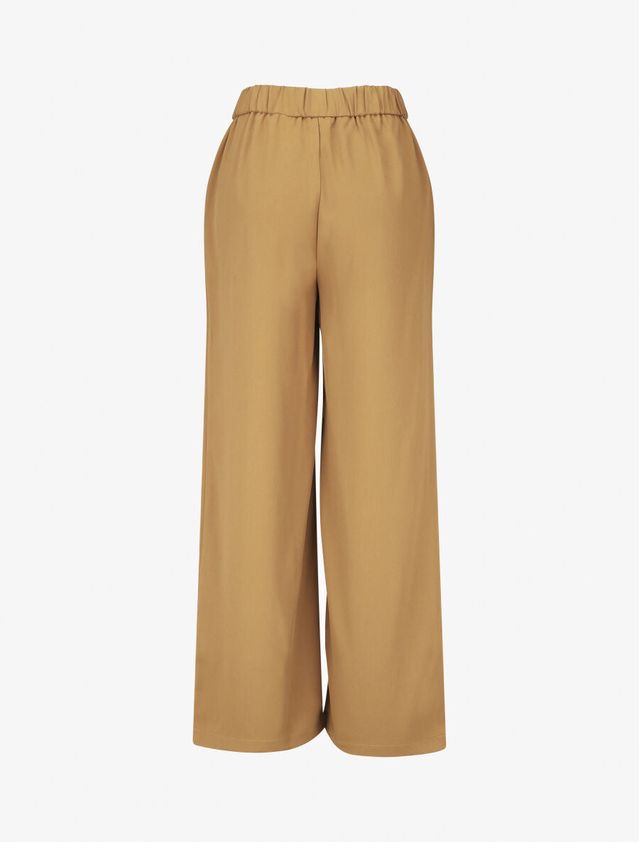 Pantalon ample taille haute à boucle - Camel - 2